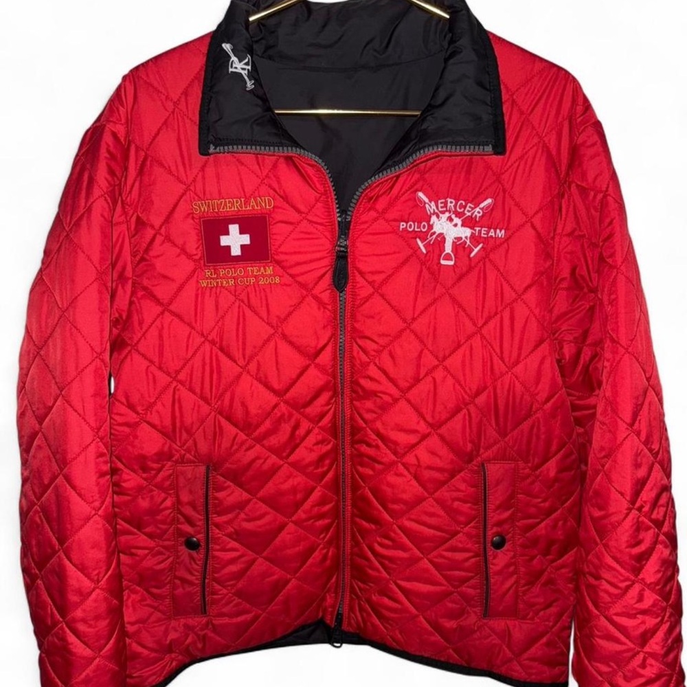 VTG Ralph Lauren Switzerland 2008 Polo Team Puffer Jacket Size Large Red Mercer